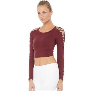 Alo Yoga | High Line Long Sleeve Top Black Cherry Activewear Size Small